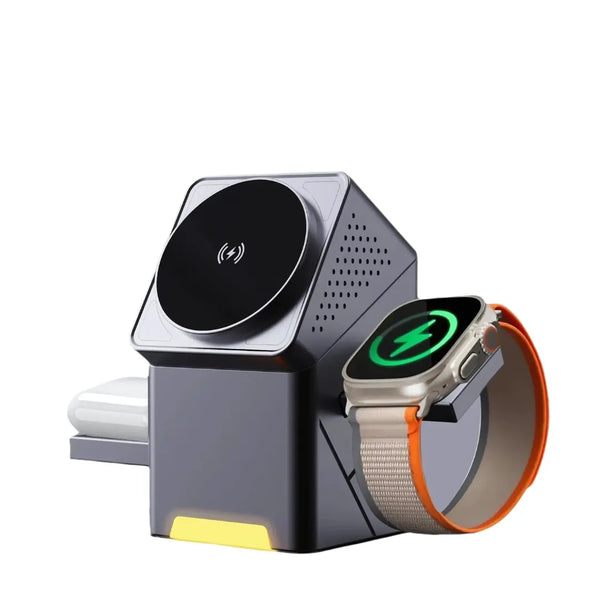 Carregador 3 em 1 com Carregamento Rápido de 15W para iPhone, Apple Watch e AirPods | Innova Fácil